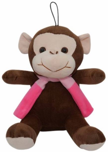 Hello Baby Muffler Monkey Soft Toy| Stuffed Plush Animal Toy  - 24 cm