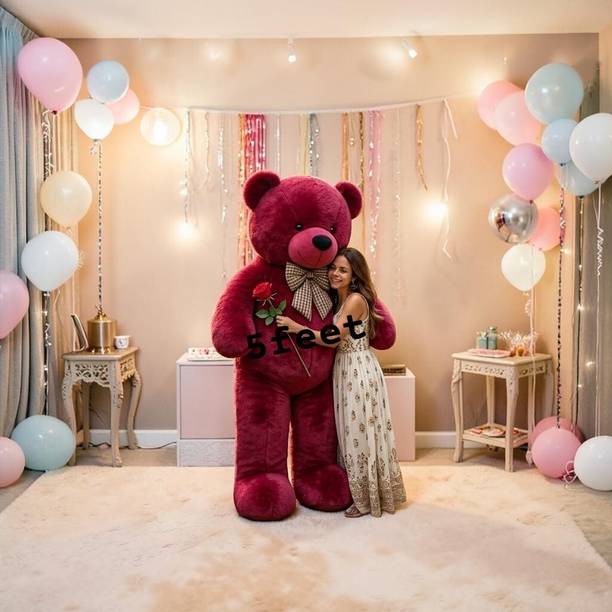 Krishna Creation New 5 Feet RED Teddy For Girls Wife, Boyfriend, Soft Toys, Birthday Gift  - 60 inch