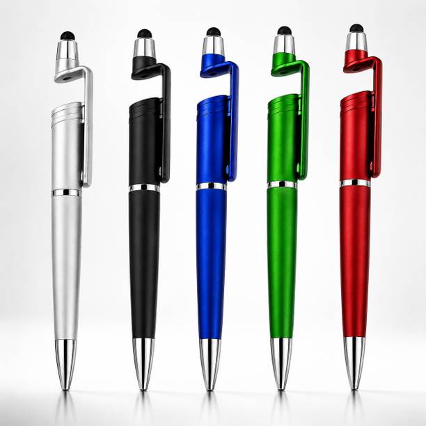 ORIONIS Stylus Pen for Smartphone | 3 in 1 Ball Pen with Mobile Phone Stand- Pack Of 5 Stylus