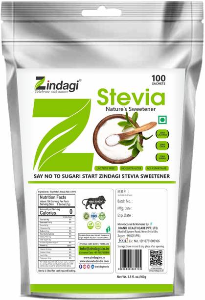 Zindagi Stevia Extract Sachet | 100% Natural Sugarfree zero Sweetener | Sugar