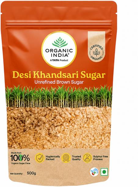 ORGANIC INDIA Desi Khandsari Sugar 500 g | Unrefined Brown Sugar