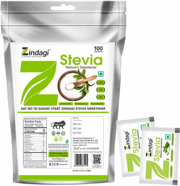 Zindagi Stevia Powder Sachet |100% Sugar Free Zero Calorie |Diabetic Friendly| Sweetener