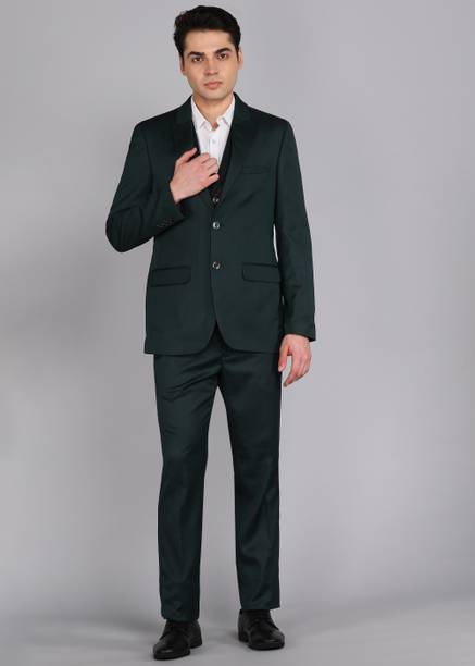 Men 3PC SB 2 BTN PEAK LPLWID W/C -CONT FIT Self Design Suit