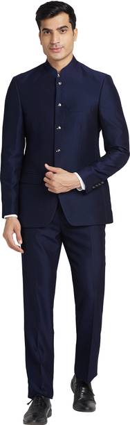 Men 5BTN BANDGALA WID PIPING - CONT FIT Self Design Suit