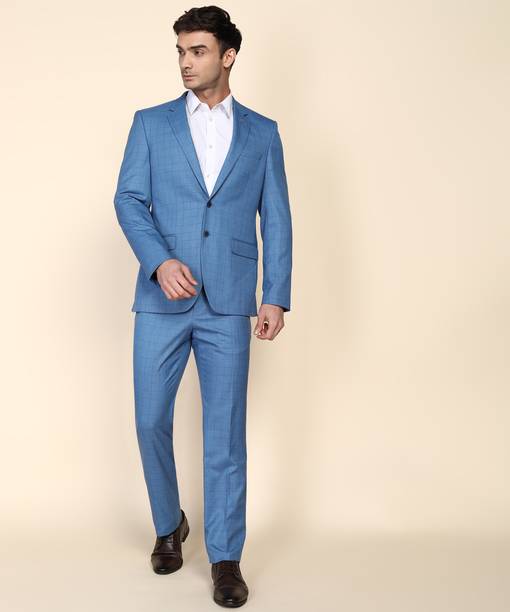 Men 2PC SB 2BTN NTCH LPL HYBRD DETL-CNT FT Checkered Suit