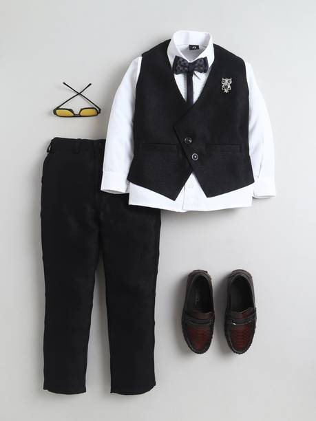 BT DEZINES 3 Piece Solid Boys Suit