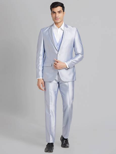 Men 3PC SB2BTN NTCH LPL WID WC - CONT FIT Self Design Suit