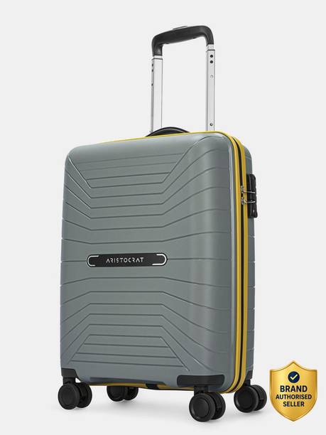Small Cabin Suitcase (55 cm) 8 Wheels - Carnival Pro Polypropylene | Trolley Bag With TSA Lock - Grey