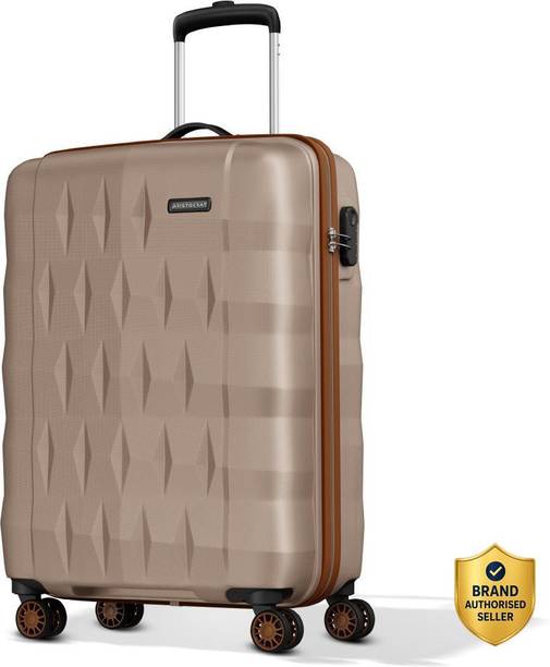 Small Cabin Suitcase (56 cm) 8 Wheels - Comet Cabin Trolley Bag | Small Hard Luggage with Combination Lock - Beige
