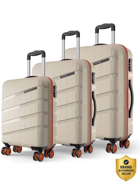 Hard Body Set of 3 Luggage 8 Wheels - Evolix 55/66/75 4W Luxury Beige - Beige