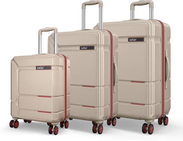 SAFARI Hard Body Set of 3 Luggage 8 Wheels - SQUADRON 55/65/77 4W DARK CHAMPAGNE - Beige