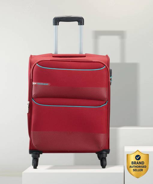 Small Cabin Suitcase (54 cm) 4 Wheels - Essencia Polyester Softsided Cabin Luggage Smooth Spinning Wheels 55cm Red - Red