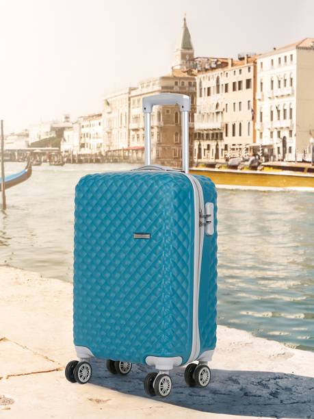 Teakwood Leathers Small Cabin Suitcase (55 cm) 4 Wheels - CROWN - Blue, S...
