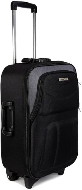 Medium Check-in Suitcase (66 cm) - Polyester Soft-Side 66cm Luggage Trolley Bag - Black, Grey
