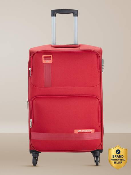 Soft Body Set of 2 Luggage 4 Wheels - Domina�Durable Polyester Soft sided Cabin size trolley with 45L duffle - Red