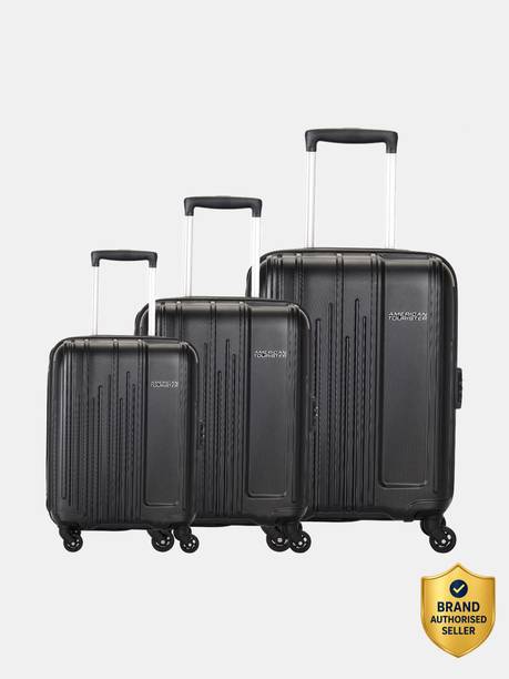Hard Body Set of 3 Luggage 4 Wheels - Combation Lock-Hamilton(Small 55Cm |Medium 68Cm| Large 77Cm) - Black