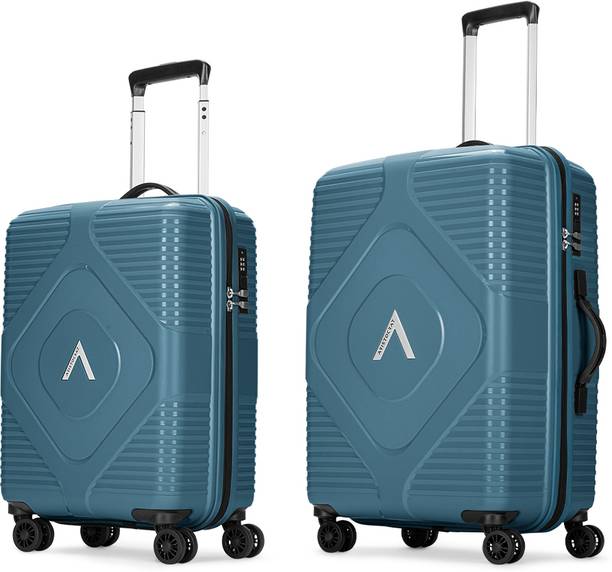 ARISTOCRAT Hard Body Set of 2 Luggage 8 Wheels - Crystal Set of 2 Trolley Bag | Hard Luggage with Flushed Combination Lock - Teal