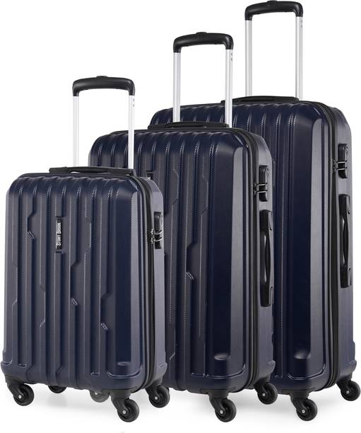 Hard Body Set of 3 Luggage - Storm HardSided Polycarbonate Luggage Set of 3 Navy Blue Trolley Bag(55,65&75cm) - Blue
