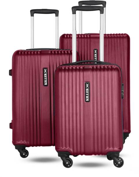 killer hard body set of 3 luggage 4 wheels - string - combo set (28"+24"+20") - red