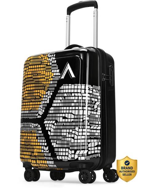 Small Cabin Suitcase (54 cm) 8 Wheels - Bruce Cabin Trolley Bag, Hard Luggage, 8-Wheel Suitcase with Combination Lock - Orange