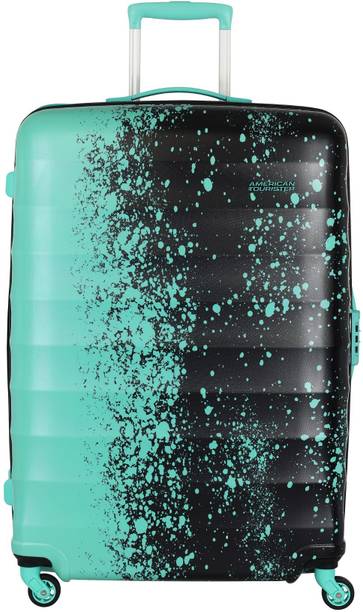 Check-in Suitcase (70.5 cm) - Geller Spinner 69cm Green/Black Polycarbonate hardside luggage with TSA Lock - Black, Green
