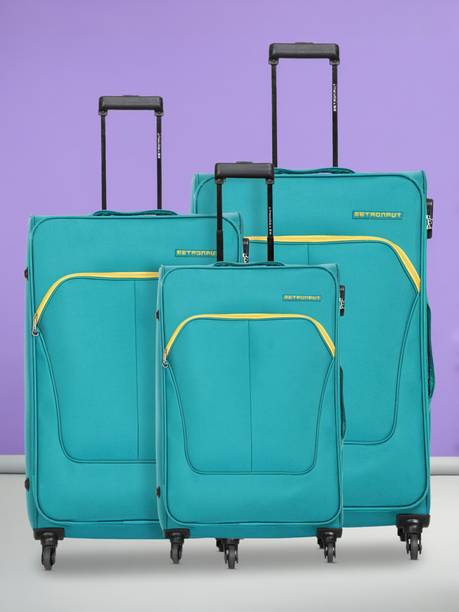 METRONAUT Soft Body Set of 3 Luggage 4 Wheels - Supreme Combo Set (30inch+26inch+22inch) - Green