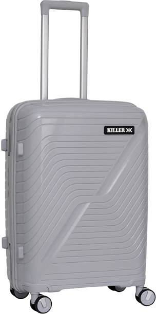KILLER Trolley Bag Medium Check In Travel Bag Light Grey Expandable  Check-in Suitcase 4 Wheels - 24 inch