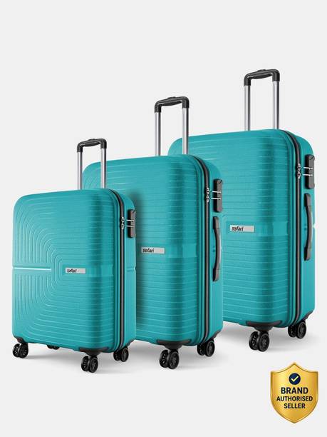 Hard Body Set of 3 Luggage 8 Wheels - ECLIPSENEO 3 (Small 55cm | Medium 66cm | Large 75cm) - Teal, Silver