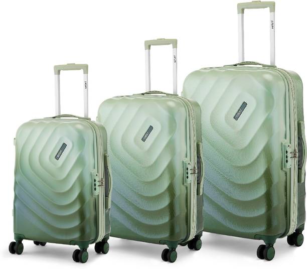 SAFARI Hard Body Set of 3 Luggage 8 Wheels - Haze - Green
