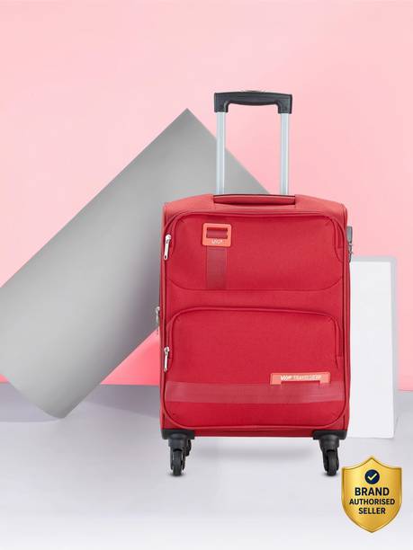 Soft Body Set of 2 Luggage 4 Wheels - Domina Durable Polyester Soft sided Cabin size trolley with 45L duffle - Red