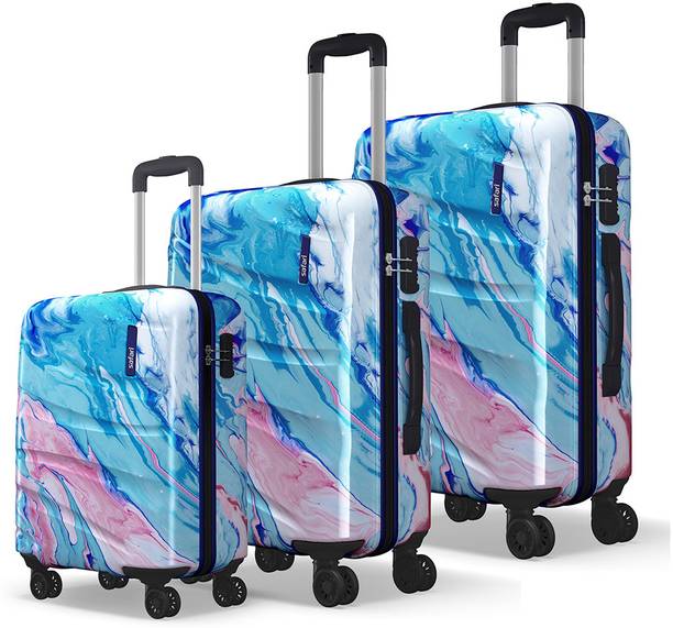 SAFARI Hard Body Set of 3 Luggage 8 Wheels - Hue Plus - Blue