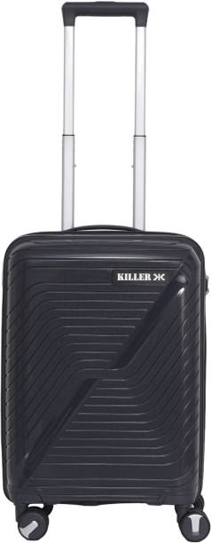 KILLER Trolley Bag Small Check In Travel Bag Dark Grey Expandable  Check-in Suitcase 4 Wheels - 22 inch