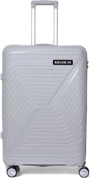 KILLER Trolley Bag Large Check In Travel Bag Light Grey Expandable  Check-in Suitcase 4 Wheels - 28 inch