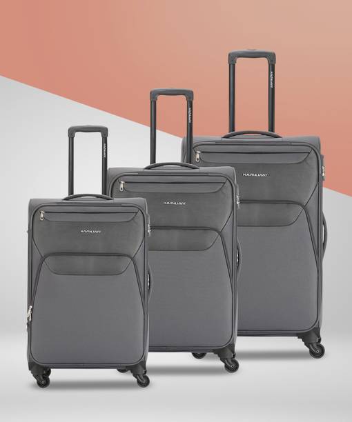 Soft Body Set of 3 Luggage - BALI SPINNER 3PC SET CHARCOAL GREY - Grey