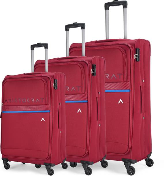 Soft Body Set of 3 Luggage - Brezza 4W Strolly (E) 58+69+79 Red - Red