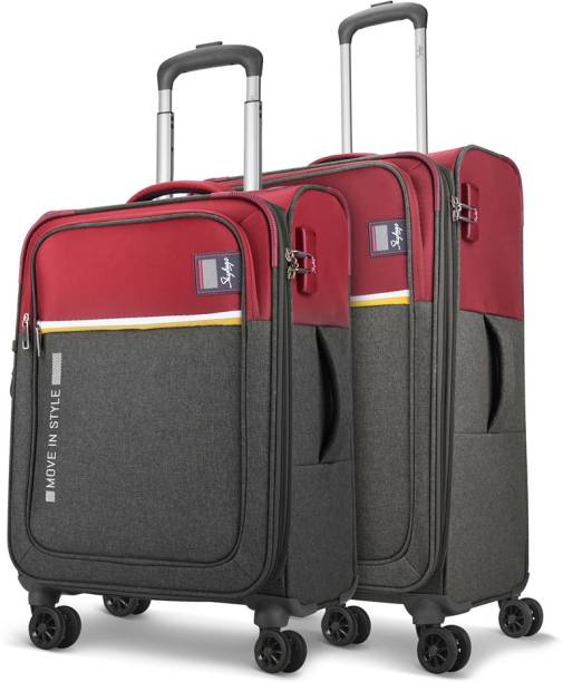 SKYBAGS Softsided Set of 2 Small & Medium Stylish Luggage Trolley with 8 wheels |Unisex Expandable  Cabin & Check-in Set 8 Wheels - 28 Inch