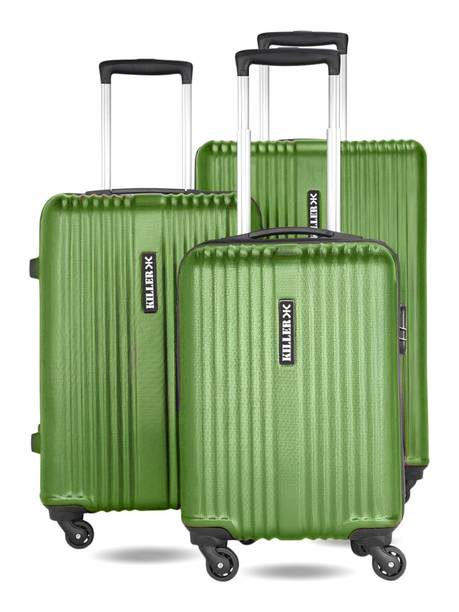 KILLER Hard Body Set of 3 Luggage 4 Wheels - STRING- Olive Green - Green