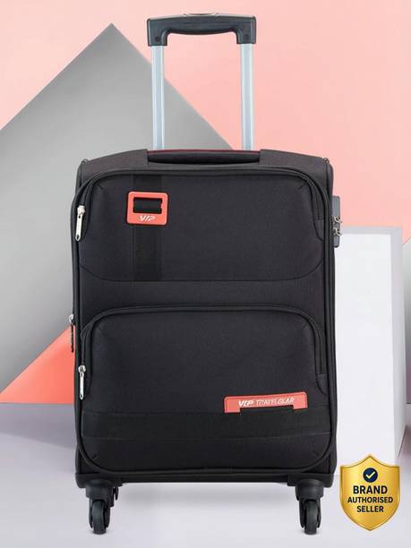 Soft Body Set of 2 Luggage 4 Wheels - Polyester Soft sided Cabin size trolley with 45L duffle - Black
