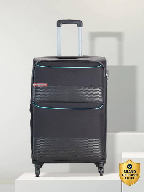 Large Check-in Suitcase (78 cm) 4 Wheels - Essencia Polyester Softsided Check-in Luggage Smooth Spinning Wheels 79cm Black - Black