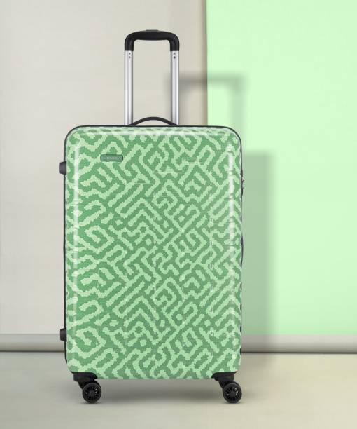 ARISTOCRAT Bravo Check-In Luggage - 75Cm,Green, Printed Hardcase, 8 Wheels, 5 Year Warranty Check-in Suitcase 8 Wheels - 29 Inch