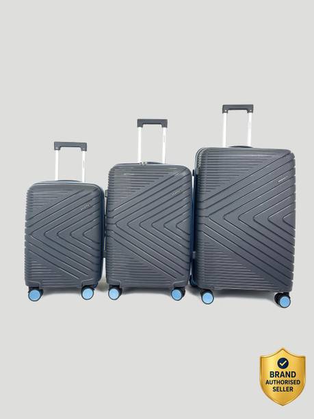 Wildcraft Hard Body Set of 3 Luggage 8 Wheels - Quartz : Set of 3 (Small 56.2cm | Medium 66.2cm | Large 76cm) - Grey
