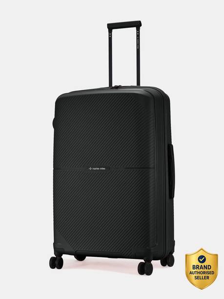 NASHER MILES Hawaii Hard-Sided Polypropylene Check-in Luggage Black 75cm Trolley Bag Check-in Suitcase 8 Wheels - 28 inch