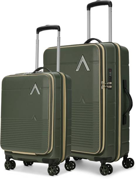 aristocrat hard body set of 2 luggage 8 wheels - orbit plus hard side laptop compartment trolley bag with combination lock - green