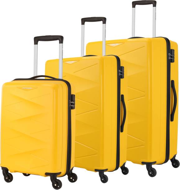 Kamiliant by American Tourister TRIPRISM SPINNER 3PCSET SAFFRON YELLOW Cabin & Check-in Set 4 Wheels - 31 Inch