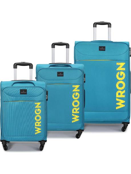 wrogn soft body set of 3 luggage 4 wheels - aspire set-3(22 inch+26 inch+ 30 inch) - teal