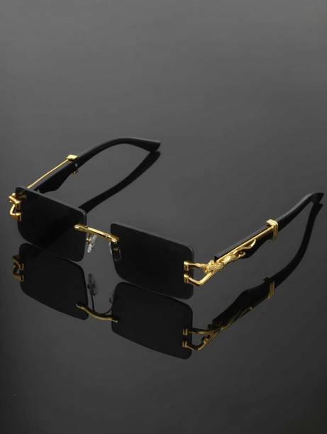 UV Protection, Toughened Glass Lens Rectangular Sunglasses (55)