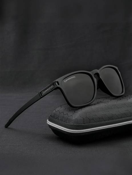 Polarized, UV Protection, Riding Glasses Retro Square, Sports, Wayfarer Sunglasses (55)