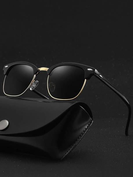 UV Protection, Mirrored, Polarized Aviator, Over-sized Sunglasses (Free Size)