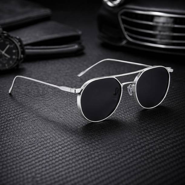 UV Protection, Mirrored, Riding Glasses Round, Spectacle  Sunglasses (54)