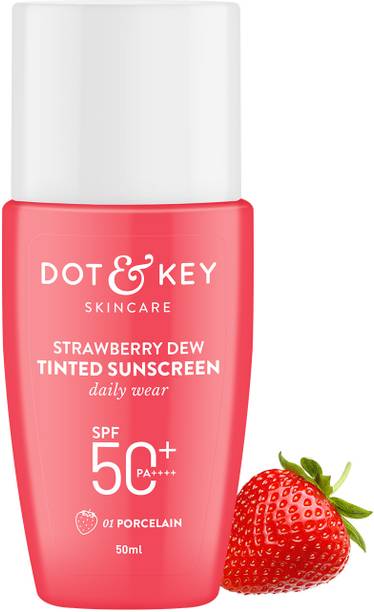 Dot & Key Sunscreen - SPF 50 PA++++ Strawberry Dew Tinted Shade-01 Porcelain,Water&Sweat resistant